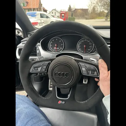 Audi Lenkrad Alcantara Multilayer weisse Naht - Lenkrad beziehen Zürich Express-Service Uzwil